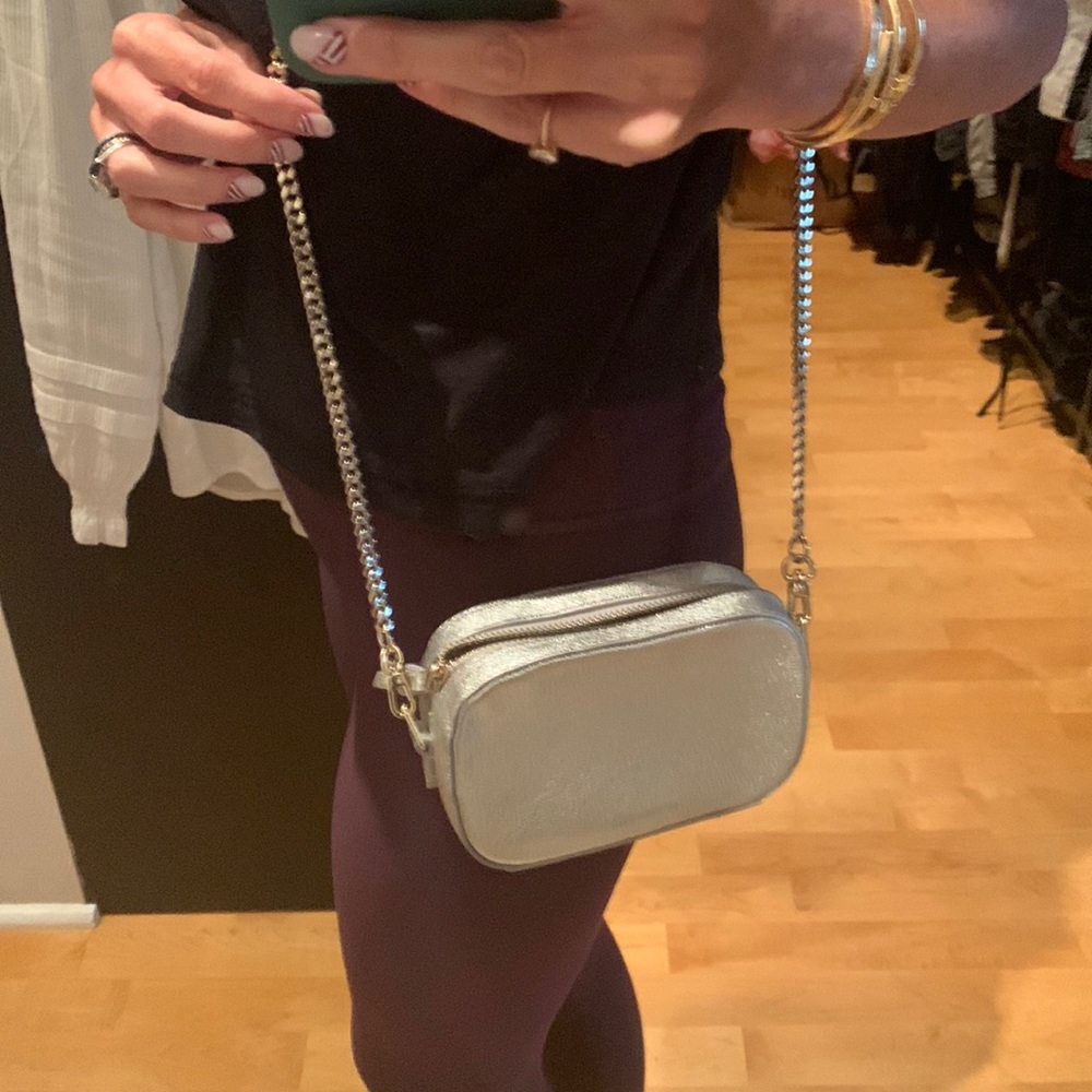 Silver Whistles small bag with gold chain